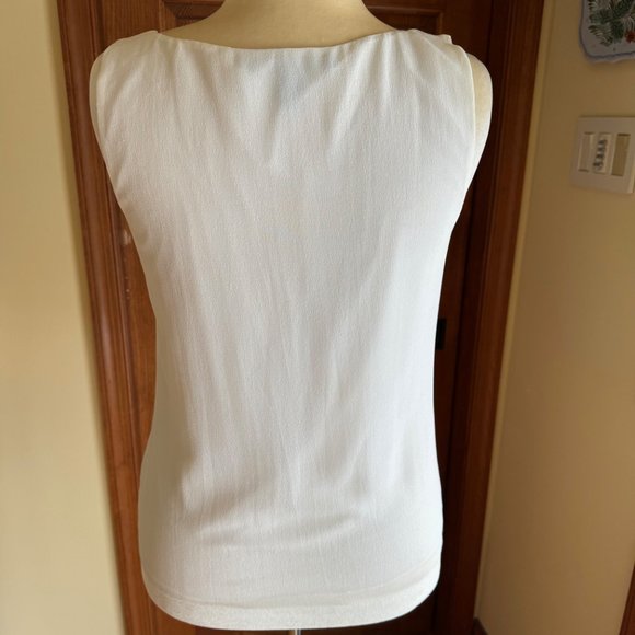 Linda Allard for Ellen Tracy Vintage Bone Silk Crepe Tank Blouse, SZ 10 - Picture 3 of 9